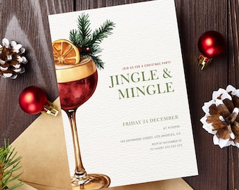 Christmas Party Invitation, Jingle and Mingle Invitation, Holiday Party Invitation Template, Editable Christmas Party Invite, Holiday Invite