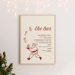 Christmas Bar Menu, Christmas Cocktails, Christmas Drink Sign, Christmas Bar Sign, Christmas Cocktail Sign, Holiday Cocktail Sign, Christmas