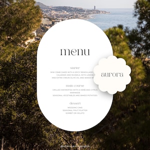 Minimalist Wedding Menu Template: Modern Place Card (Canva Editable)