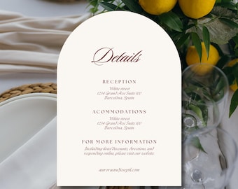 Elegant Wedding Details Card, Printable Enclosure (Canva Template)