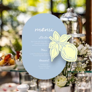 Something Blue Bachelorette, Baby Blue Menu, Bridal Shower Menu, Bridal Brunch Shower, Lemon Bridal Shower, Amalfi Coast Bridal Shower