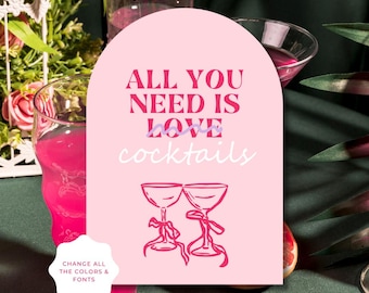 Letrero de bar de Galentine's, barra de bebidas de autor, bar de cócteles de Galentine's, letrero de bar de San Valentín, letrero de cócteles del Día de Galentine's