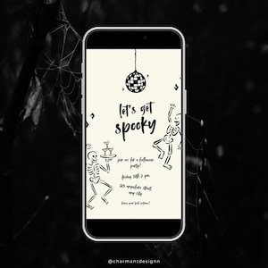Lets Get Spooky Invite, Digital Halloween Invitation, Electronic Halloween Invitation, Halloween Evite, Phone Halloween Invitation