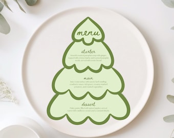 Christmas Menu Template, Christmas Tree Menu, Holiday Dinner Menu, Christmas Party Decor, Printable Christmas Menu, Xmas Dinner Menu