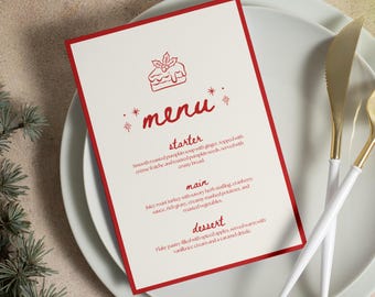 Menu de Noël, modèle de menu de vacances, menu de fête, menu de Noël, carte de menu de Noël, modèle de toile, CH8