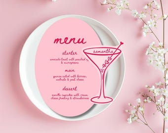 Galentines Day Menu, Galentines Brunch, Galentines Menu, Galentines Dinner Menu, Galentines Day, Galentines Place Card, Martini Place Card