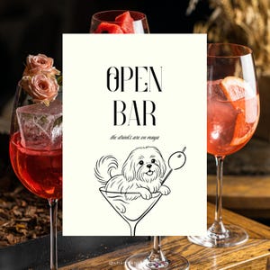 Dog Signature Drink Sign, Dog Drinks Menu, Signature Dog Drink, Dog Cocktail Menu, Dog Cocktails Sign, Wedding Cocktail Pet, Open Bar Sign