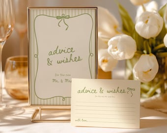 Advice and Wishes Cards Bridal Shower Game Bridal Shower Advice Cards Well Wishes for Bride, Bridal Shower Advice Card Template B1