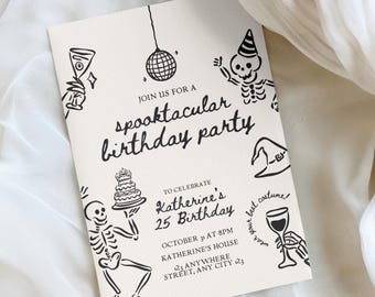 Halloween Birthday Invitation, Digital Halloween Party Invitation, Halloween Party Invitation, Adult Halloween Birthday Invitation, Canva