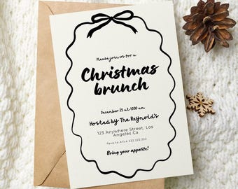 Invito al brunch di Natale, invito di Natale, invito al brunch delle feste, invito alla festa di Natale, invito alla festa del brunch di Natale