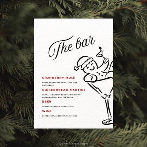 Christmas Bar Menu, Christmas Cocktails, Christmas Cocktail Menu, Christmas Bar Sign, Christmas Cocktail Sign, Holiday Cocktail Menu