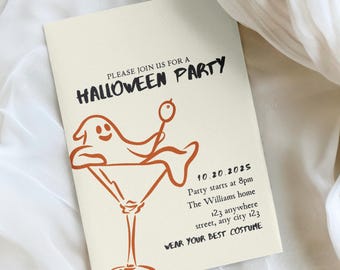 Vintage Halloween Invitation, Spooky Party Invite, Adult Halloween Party Invitation, Printable Canva Template, Editable Halloween Invite