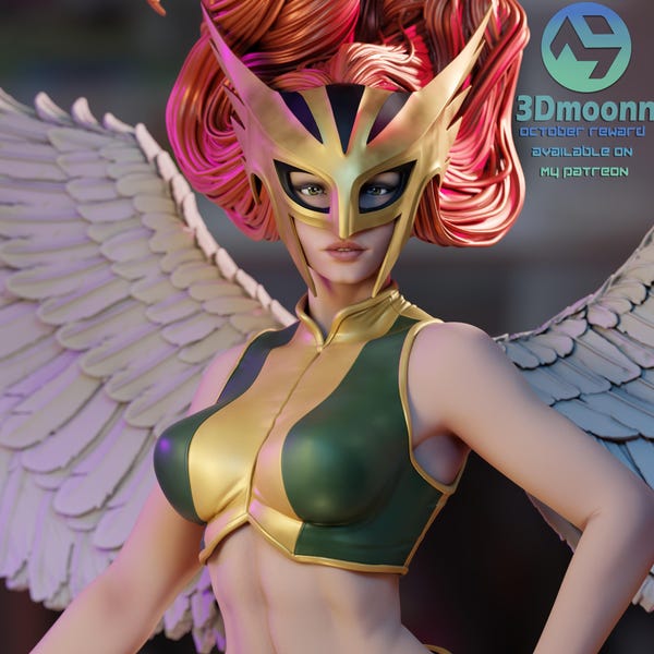 Figura de mujer guerrera alada _ Impresión 3D sin pintar por [3Dmoonn]