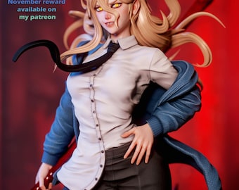 Power Chainsaw, Anime Figure 3d Printed Unpainted by [3Dmoonn]