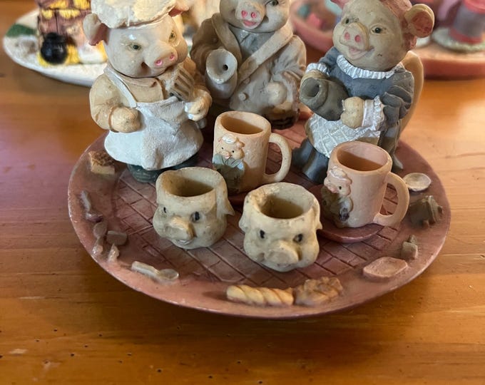 Lil’ Pigs Miniature Tea Set - Etsy