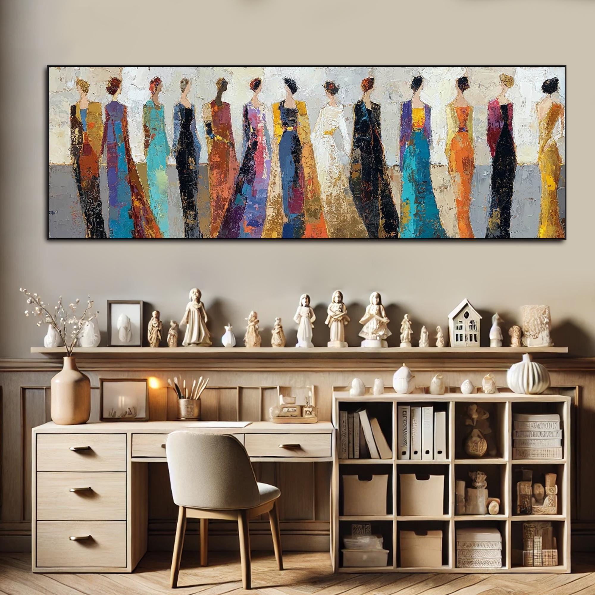 Textured Wall Art Abstract Women Painting on Canvas Elegant Figurative ...