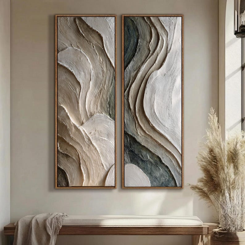 Wabi Sabi Texture Wall Art Earthy Ridge Painting on Canvas Abstract ...