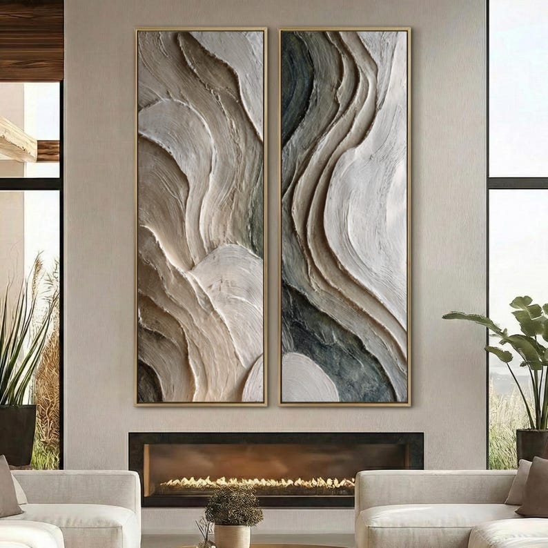Wabi Sabi Texture Wall Art Earthy Ridge Painting on Canvas Abstract ...