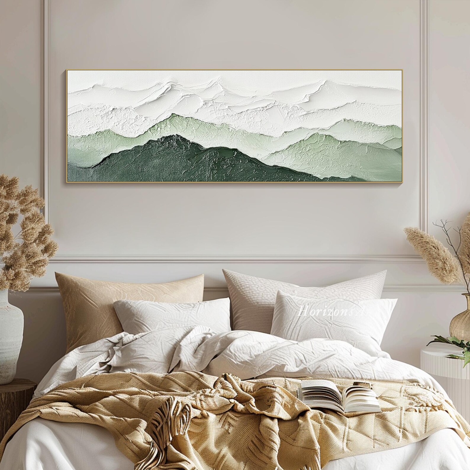 3D Horizontal Minimalist Mountain Textured Wall Art Large Long Wide ...