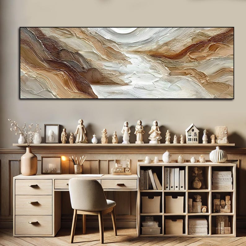 Neutral Abstract Texture Wall Art Beige Brown Impasto Painting on ...