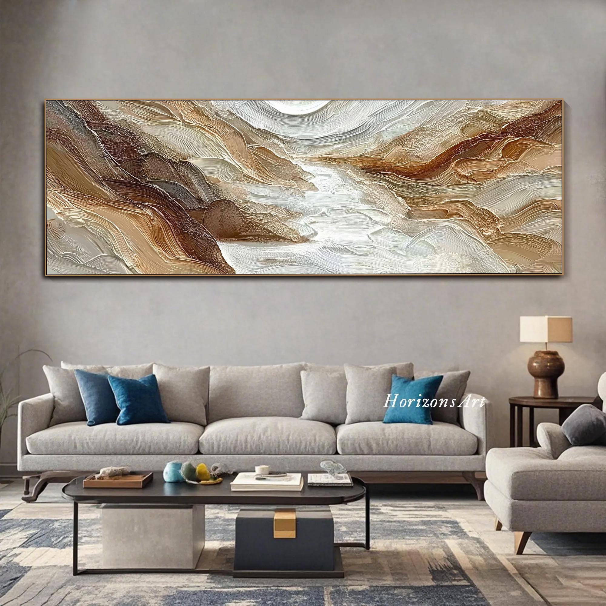 Neutral Abstract Texture Wall Art Beige Brown Impasto Painting on ...
