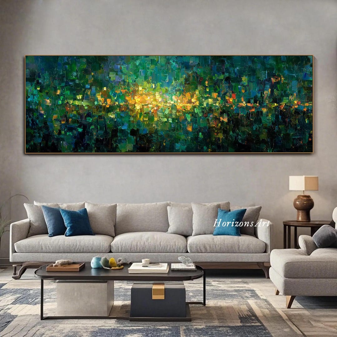 Original Abstract Green Landscape Oil Painting on Canvas Hand Painted ...