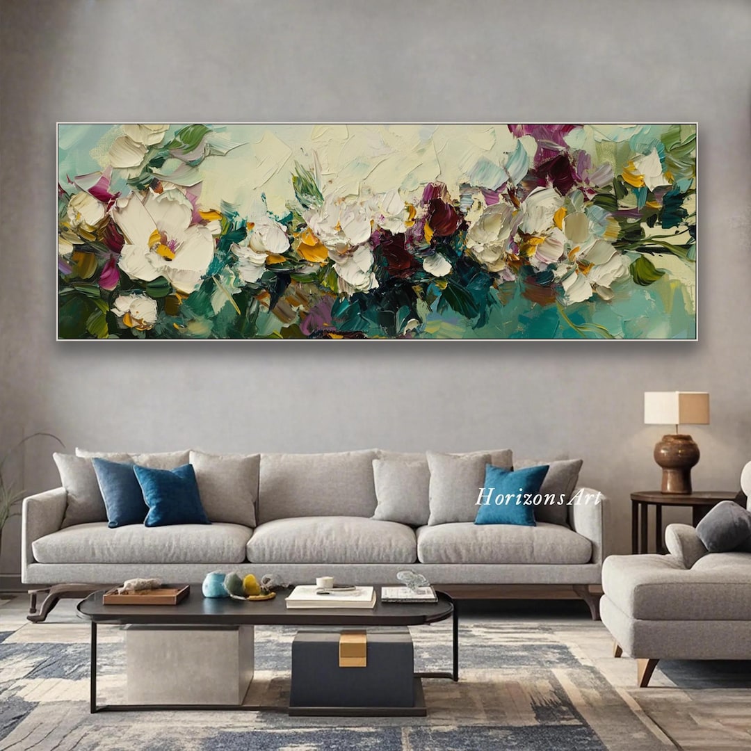Original Floral Oil Painting on Canvas Colorful 3D Textured Palette ...