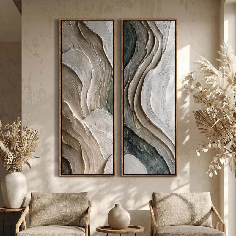 Wabi Sabi Texture Wall Art Earthy Ridge Painting on Canvas Abstract ...
