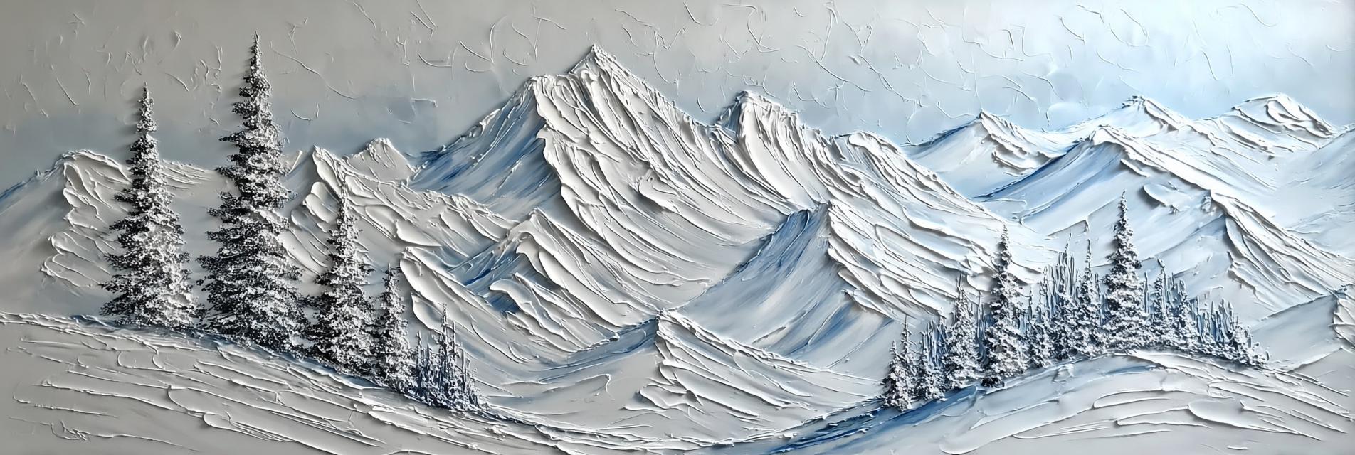 Textured Snow Mountain Oil Painting, Large Alpine Landscape Wall Art - Etsy