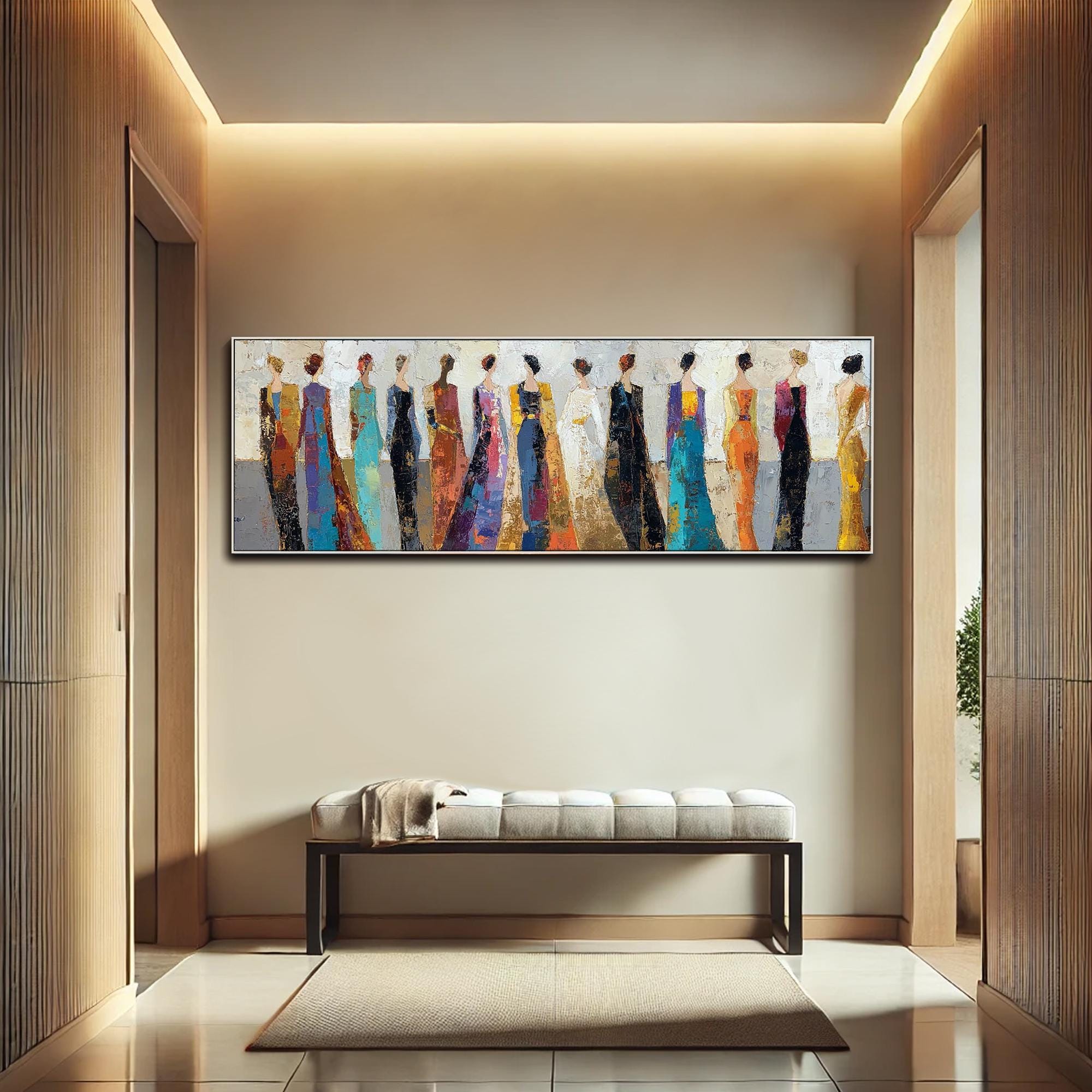 Textured Wall Art Abstract Women Painting on Canvas Elegant Figurative ...