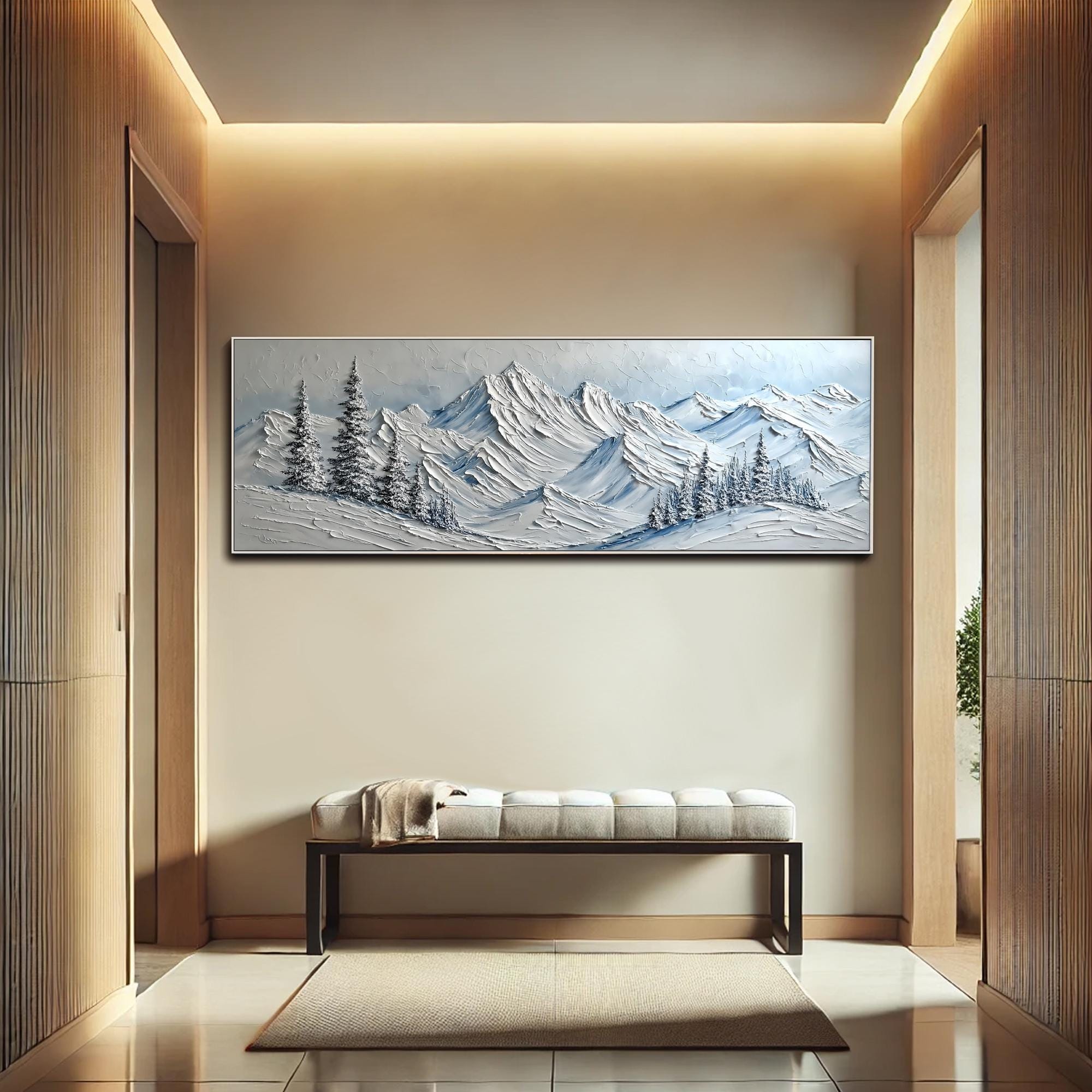 Textured Snow Mountain Oil Painting, Large Alpine Landscape Wall Art - Etsy