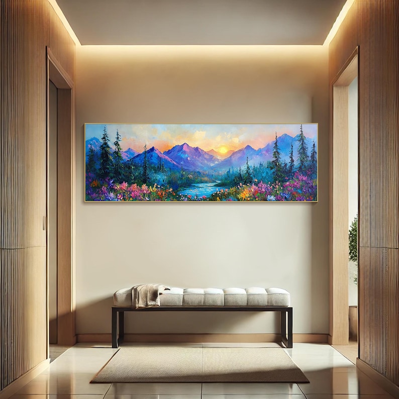 3D Textured Wall Art Abstract Mountain Painting on Canvas Colorful ...