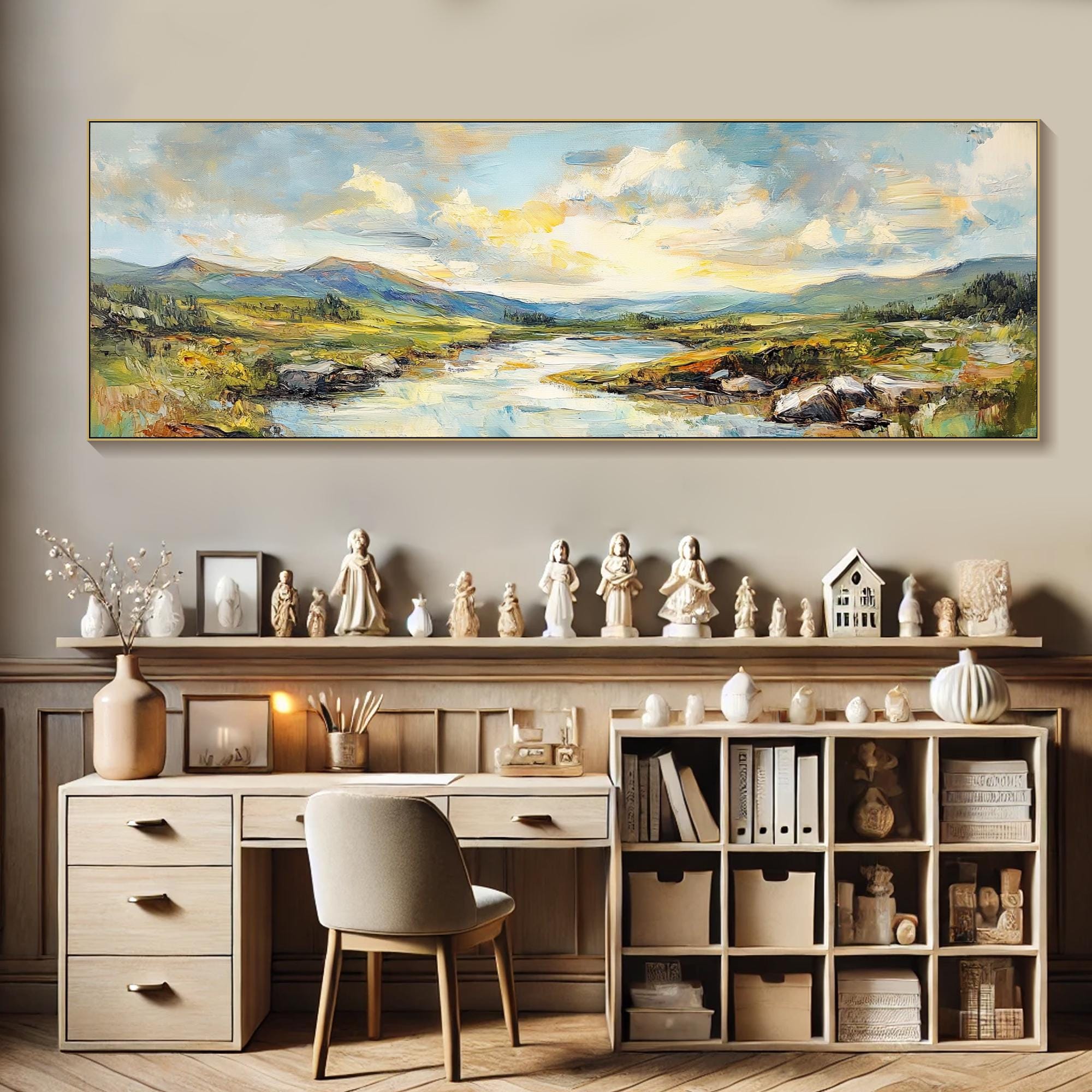 Large Long Wide Landscape Oil Painting on Canvas 3D Horizontal Textured ...