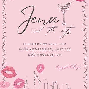Customizable Sex and the City themed birthday invite: template available to download and edit