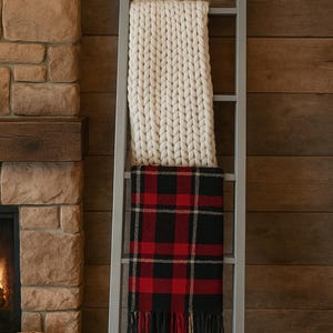 Rustic Blanket Ladder – 60&quot;x21&quot;  Wooden Quilt Rack, Farmhouse Home Decor, Blanket Storage, Handmade Display Ladder