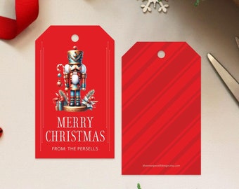 Red Nutcracker Christmas Gift Tags | Printed and Personalized Nutcracker Gift Tags | Holiday Gift Tags