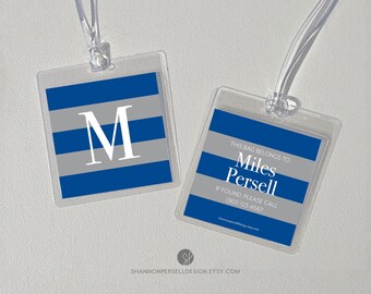 Personalized Bag Tag | Custom Luggage Tag | Custom Laminated Bag Tag for Travel | Monogram Diaper Bag Tag for Boy | Custom Boy Luggage Tag