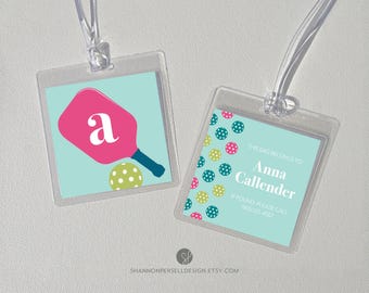 Personalized Pickleball Bag Tag | Custom Pickleball Luggage Tag | Monogrammed Pickleball Name Tag | Custom Pickleball Tag