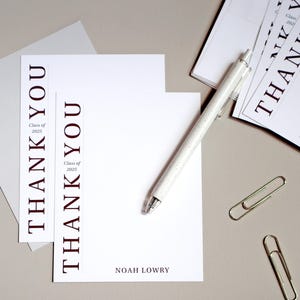 Personalized Stationery | Flat A2 Note Cards, Set of 10 | Graduation Stationery | Custom Thank You Notes, Stationary | Grad Gift | Thanks
