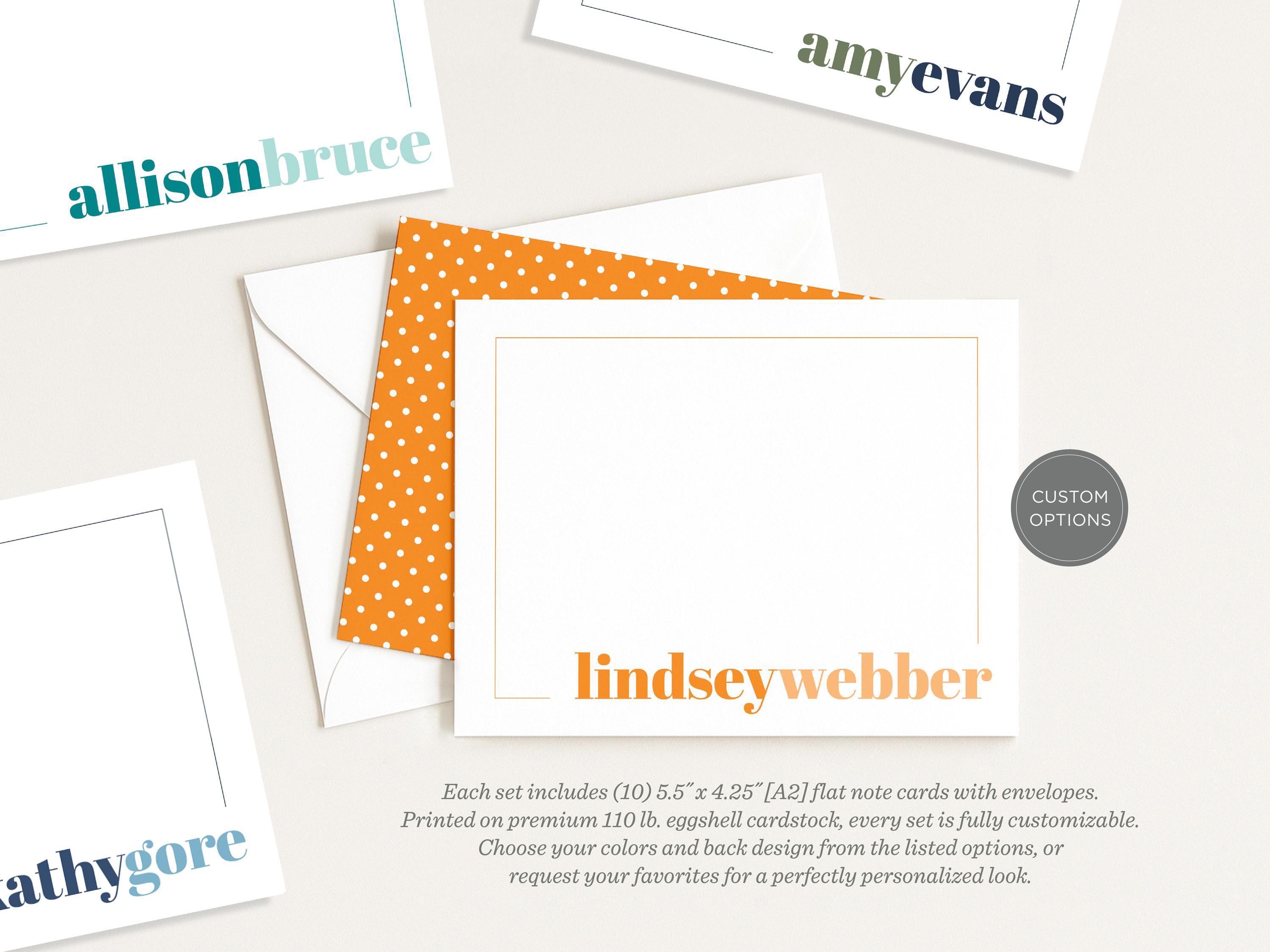 Personalized Stationery | Modern Colorful Name Cards | Custom Thank You ...