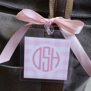 Personalized Gingham Bag Tag | Custom Luggage Tag | Custom Laminated Bag Tag | Monogram Bag Tag for Girl | Custom Girl Luggage Tag