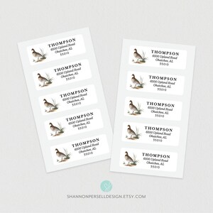 Quail Address Labels, Set of 30 | Custom Address Labels | Personalized Return Address Stickers | Bobwhite, Game Bird of Tennessee