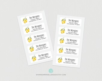 Lemon Address Labels, Set of 30 | Summer Address Labels | Personalized Citrus Return Address Stickers