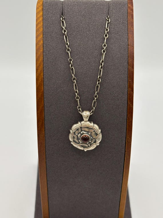 Georg Jensen Sterling Silver Garnet Pendant Necklace: 2002 Art