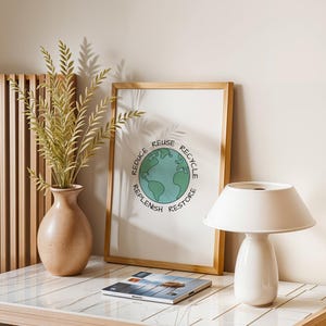 Reduce Reuse Recycle - Mother Earth Illustration - Earth Day Decor ...
