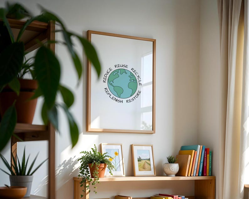 Reduce Reuse Recycle - Mother Earth Illustration - Earth Day Decor ...