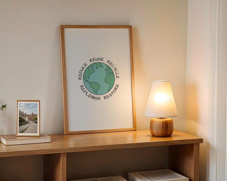 Reduce Reuse Recycle - Mother Earth Illustration - Earth Day Decor ...