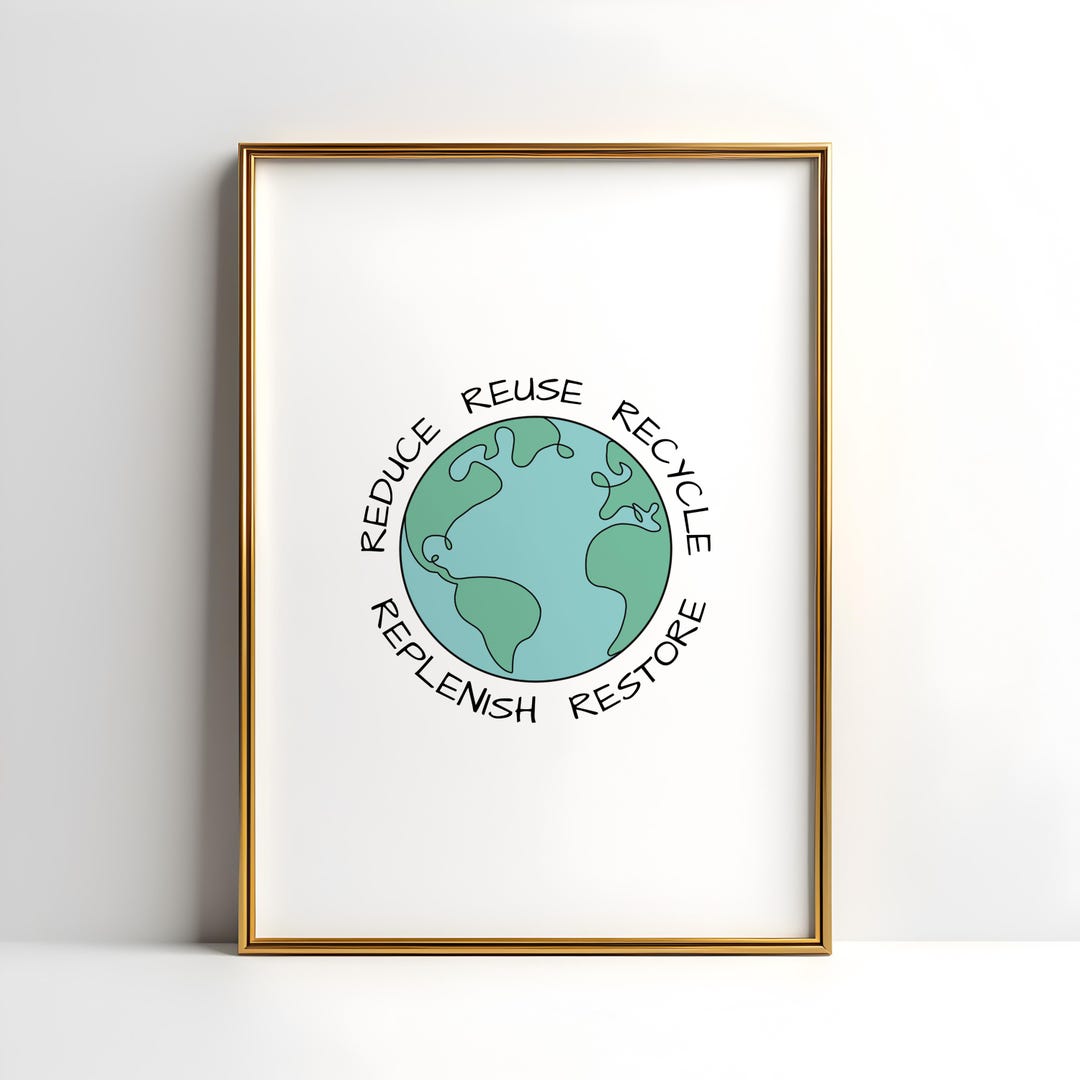 Reduce Reuse Recycle - Mother Earth Illustration - Earth Day Decor ...