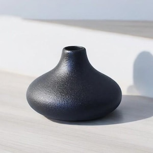 Black Ceramic Vase, Black Bud Vase, Steampunk Vase, Minimalist Nordic Decor, Modern Home Decor, Neutral Table Centerpieces, Shelf Decor