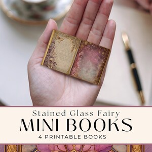 Ensemble de mini-livres féeriques fantaisistes en vitrail, journal indésirable éphémères, lot de quatre livres pour scrapbooking et travaux manuels techniques mixtes, maison de poupée féerique